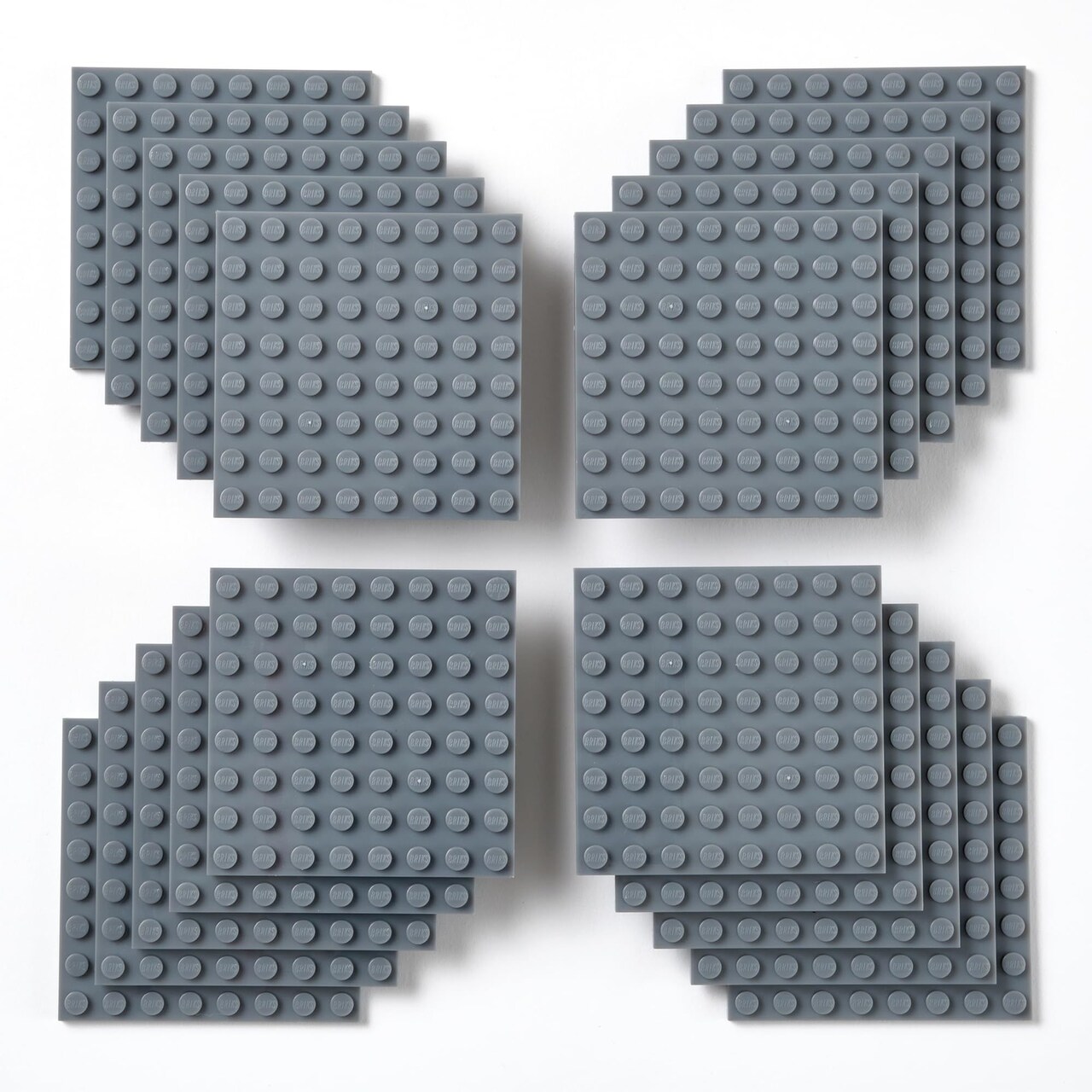 Strictly Briks Building Baseplates - Creative Play with Flat Plates - Compatible with Lego Sets - Ages 3 & Up Toy Pack - 20 Pack, 2.5 x 2.5 in, Gray